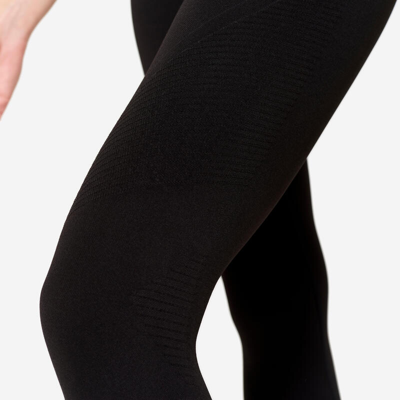 Legging long yoga effet seconde peau taille haute, noir graphite