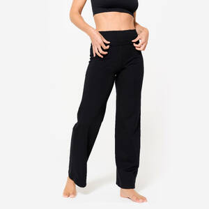 Gentle Yoga High-Waisted Women's Bottoms 500- Ultra Black