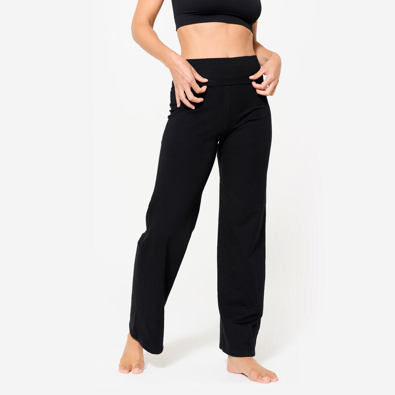 Pantalon de yoga doux taille haute femme, noir ultra