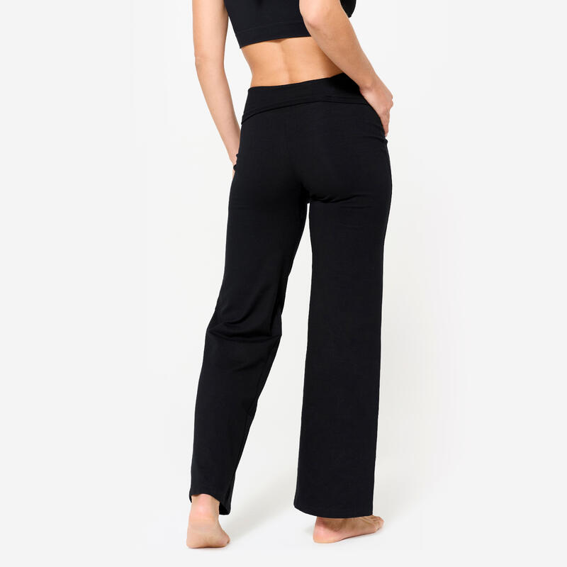 Pantalon de yoga doux taille haute femme, noir ultra