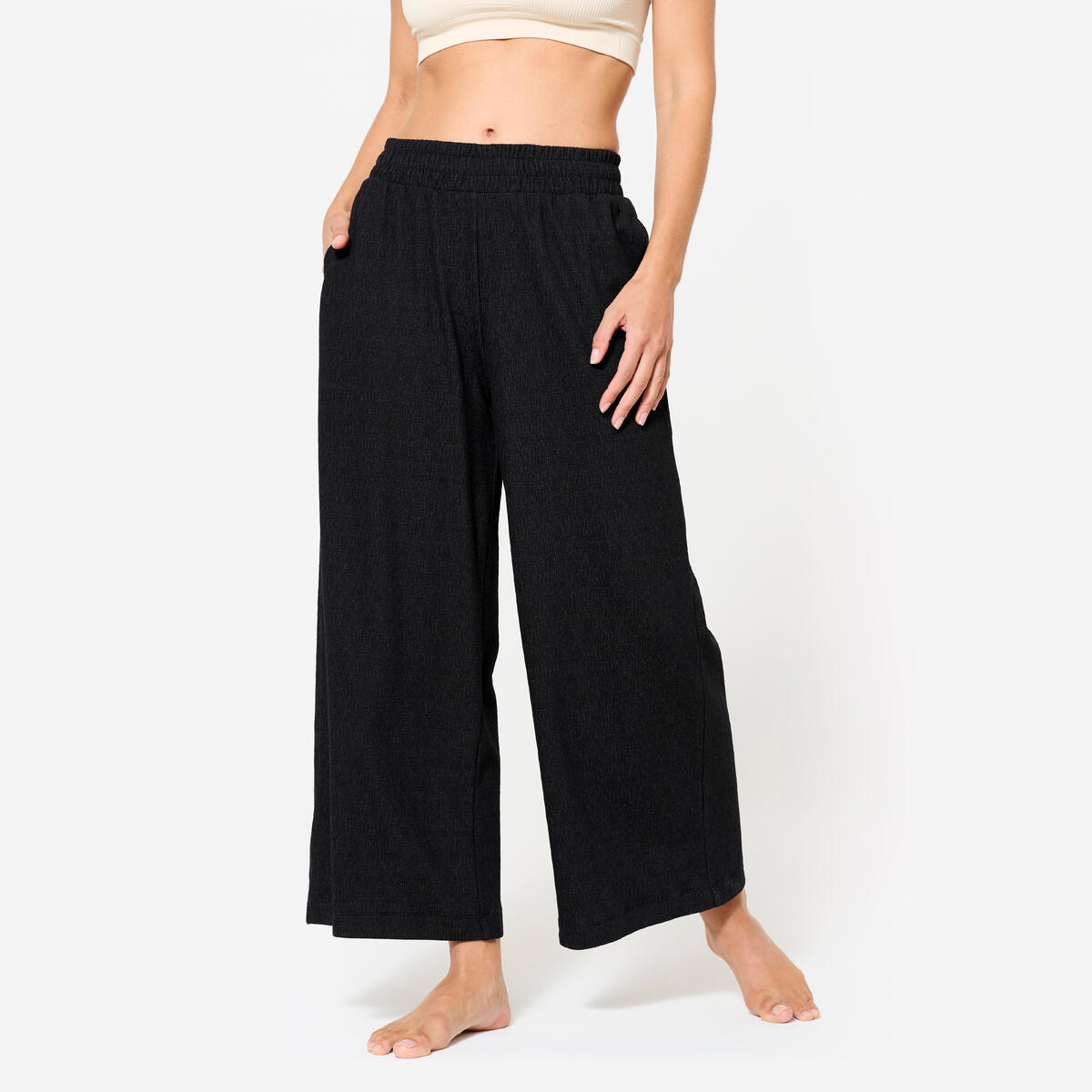 Pantalon yoga de retraite femme, noir graphite