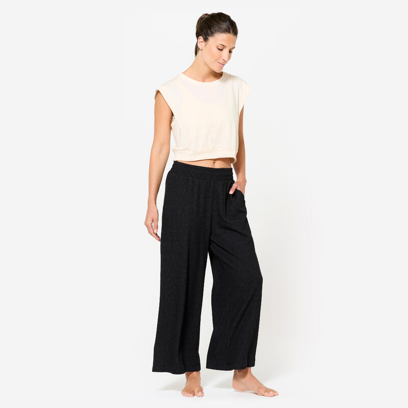 Pantalon yoga de retraite femme, noir graphite