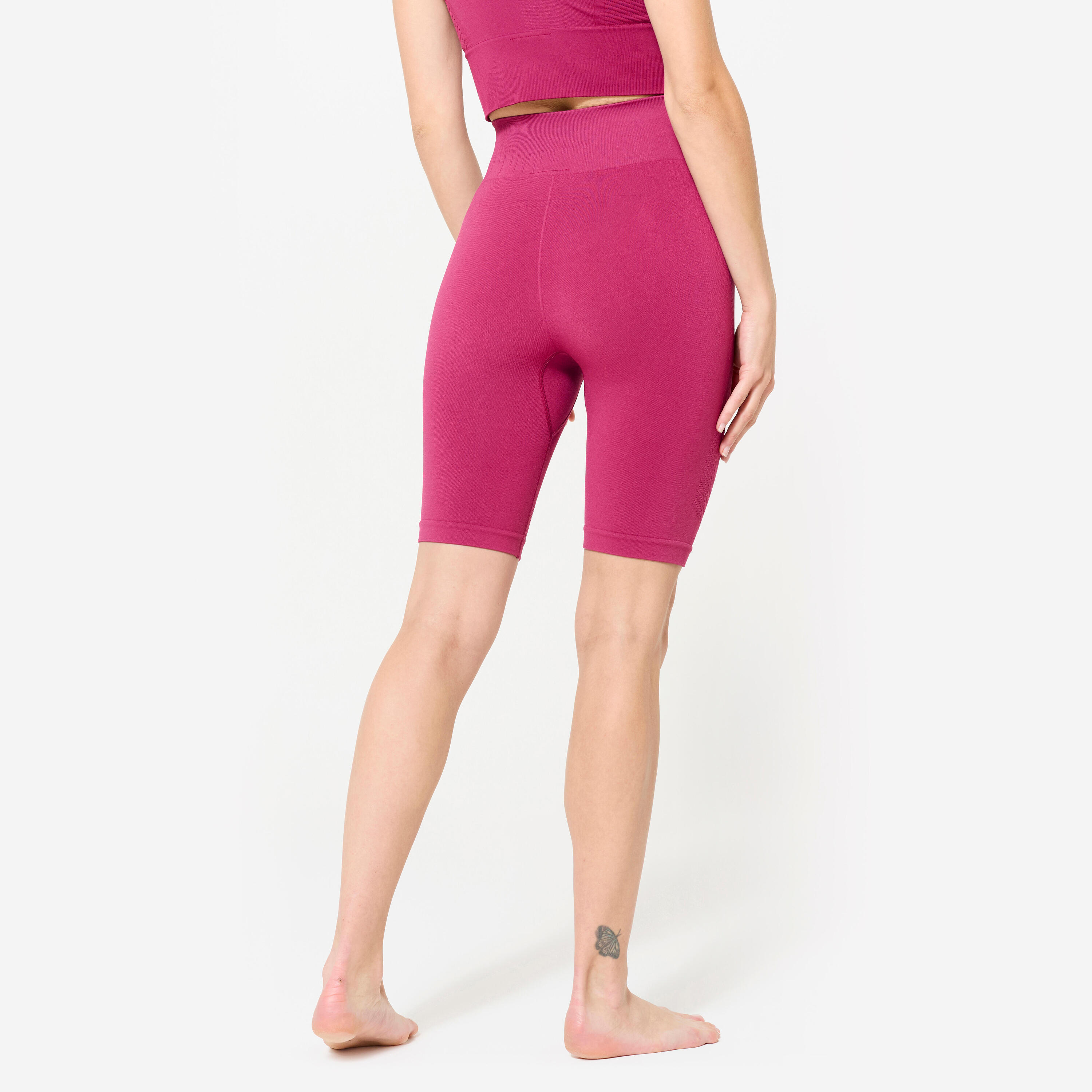 Velohose / Yogahose nahtlos Gingko-Muster braun 4/6