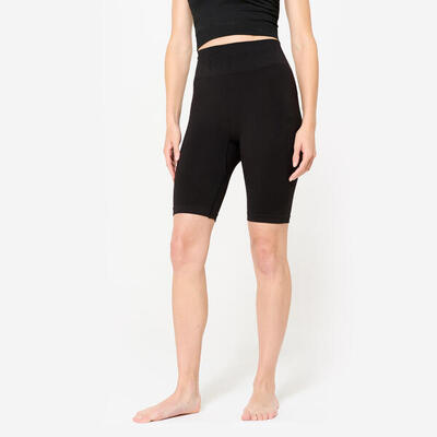 Pantaloncini ciclisti donna yoga slim fit traspiranti neri