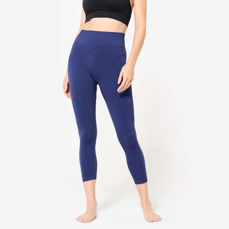 7/8-Leggings Damen Yoga hoher Bund - nachtblau 