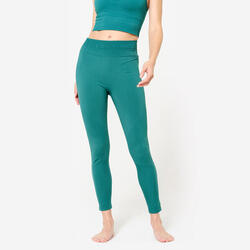 Legging long yoga effet seconde peau taille haute, vert canard