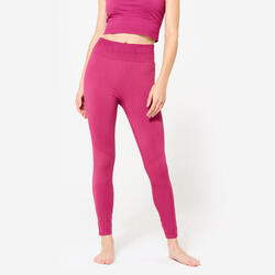 Legging long yoga effet seconde peau taille haute, violet magenta