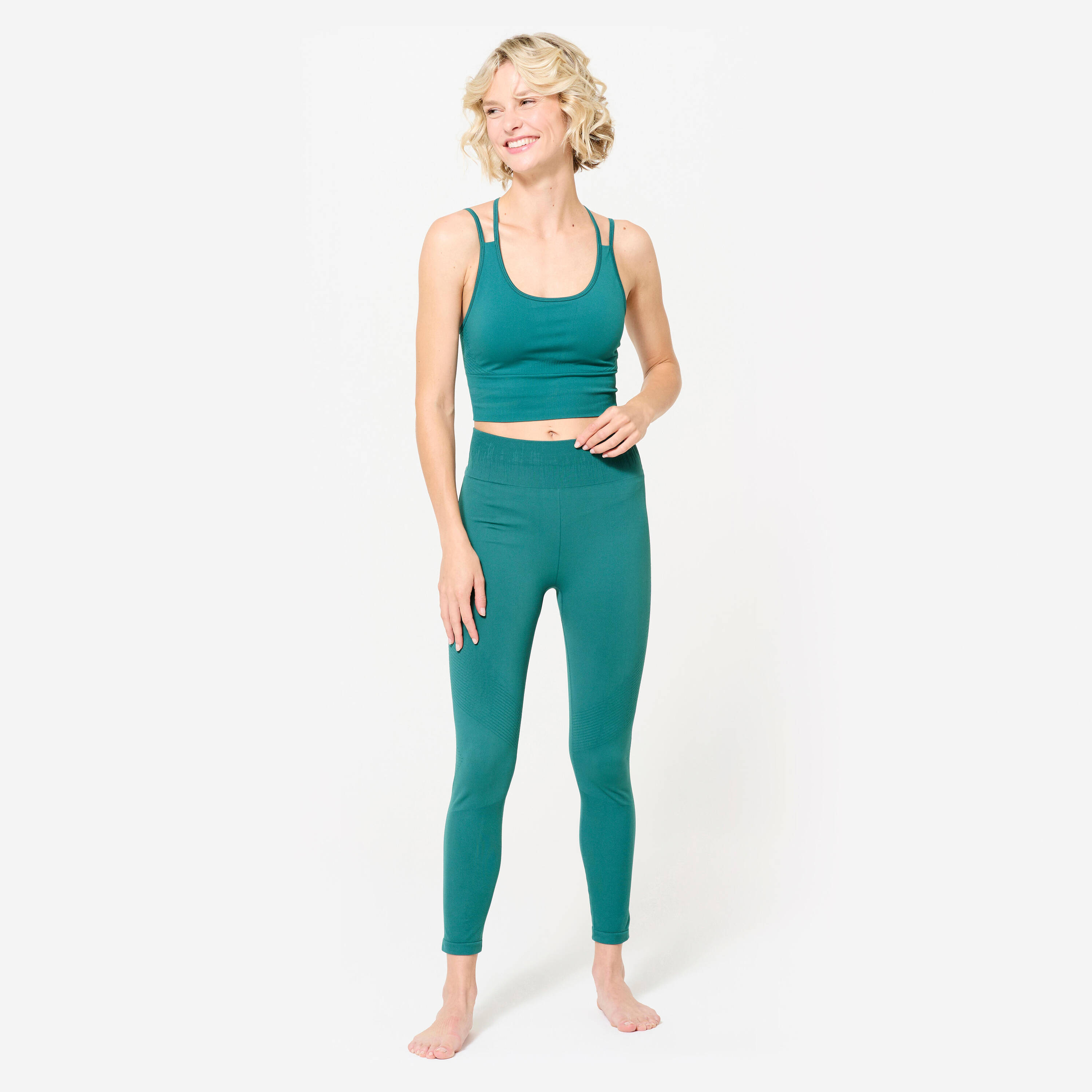 High-Waisted Second-Skin Long Yoga Leggings - teal Green -  2
