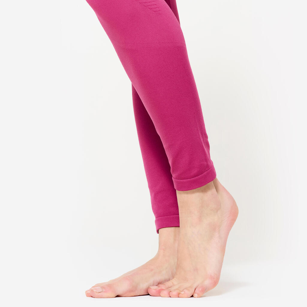 Legging long yoga effet seconde peau taille haute, vert canard