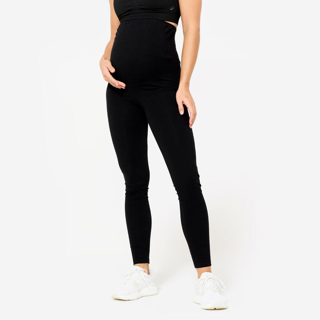 Leggings Damen Schwangerschaftsyoga - schwarz 