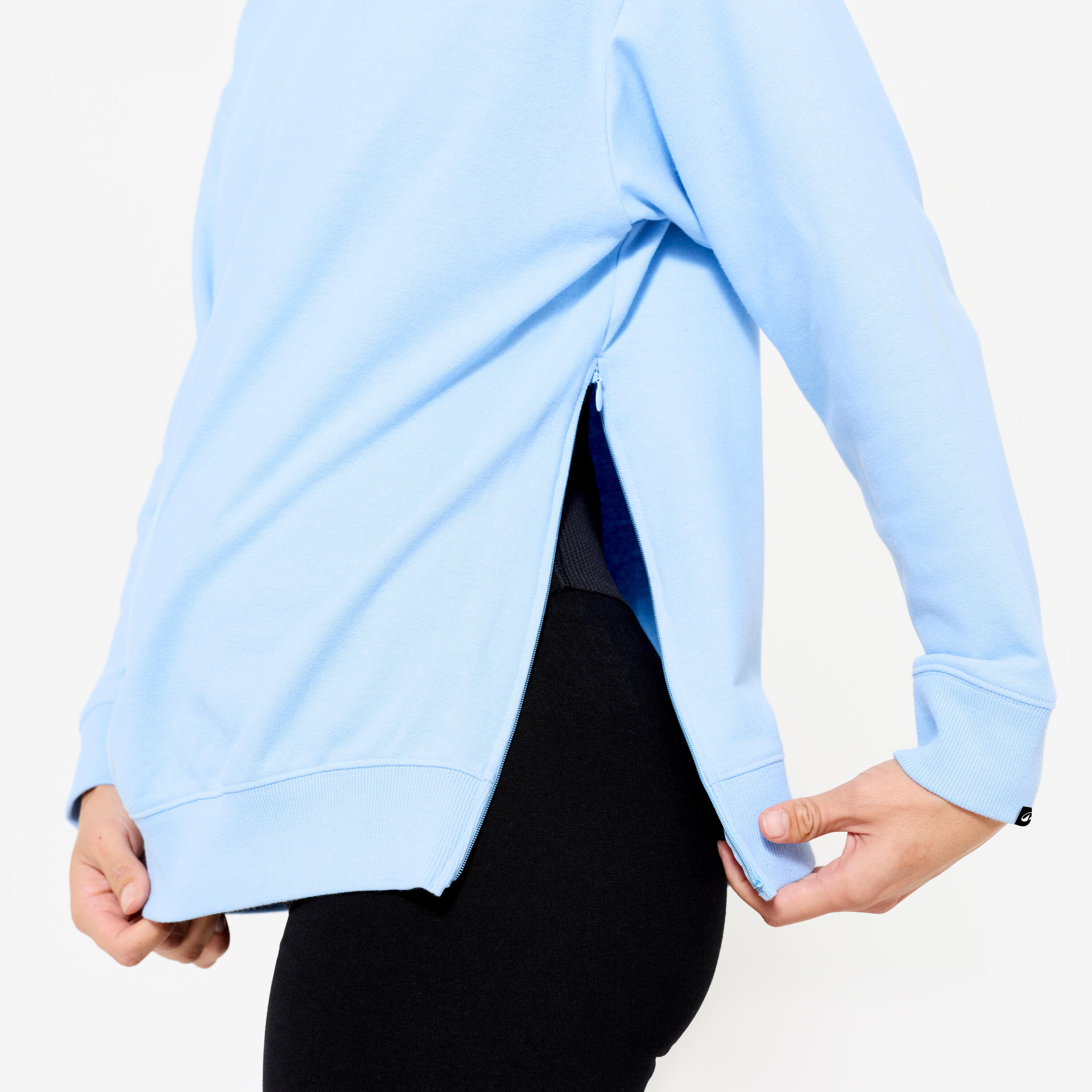 Sweatshirt voor zwangerschapsyoga lichtblauw 3/7