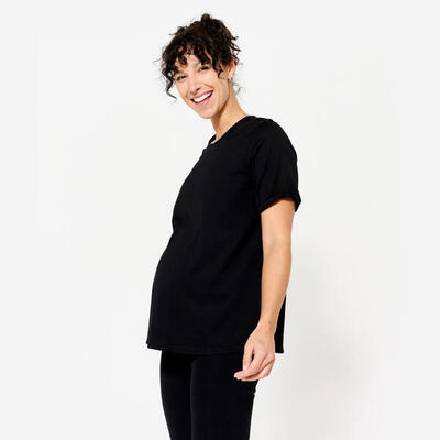 T-shirt nera premaman donna yoga oversize traspirante