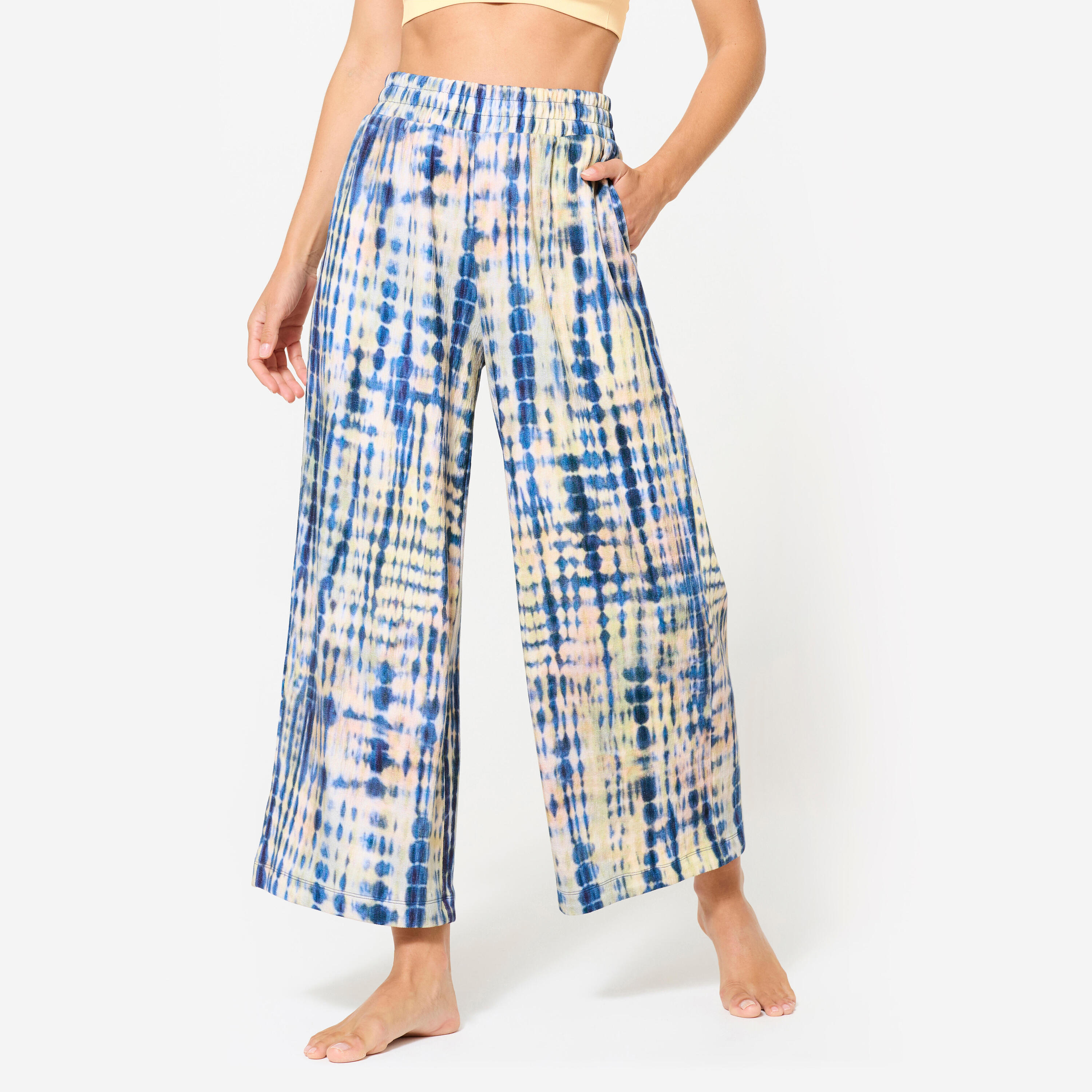 KIMJALY Pantaloni tuta donna yoga flare leggeri azzurri