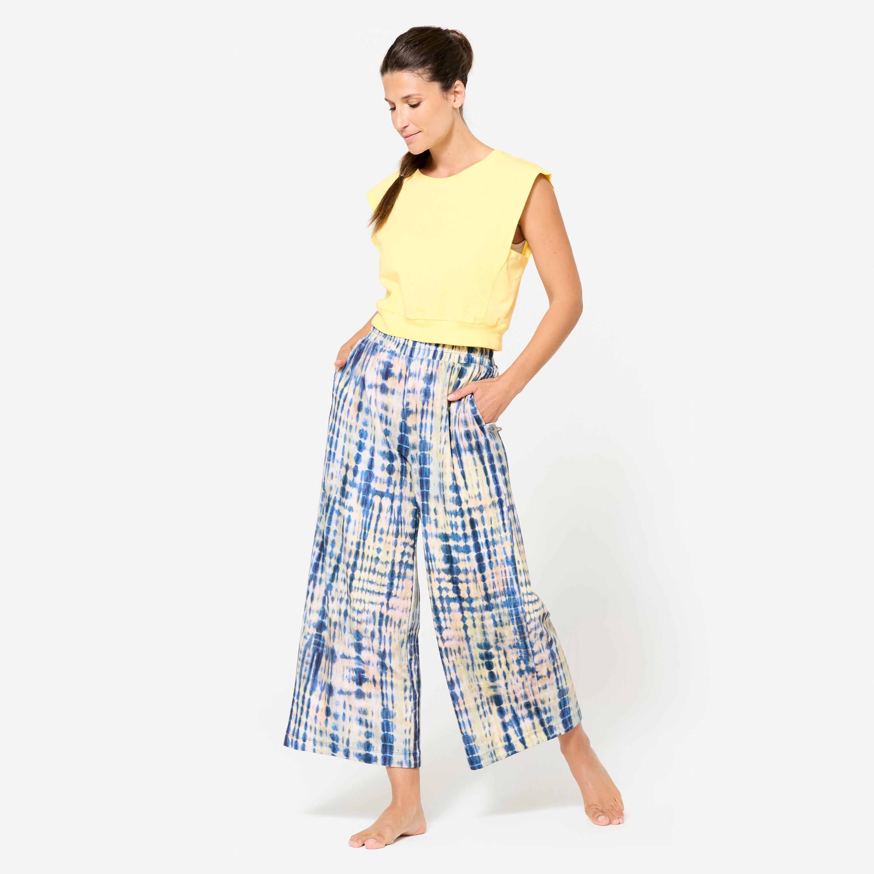 Yogabroek voor retraites voor dames blauw 2/7