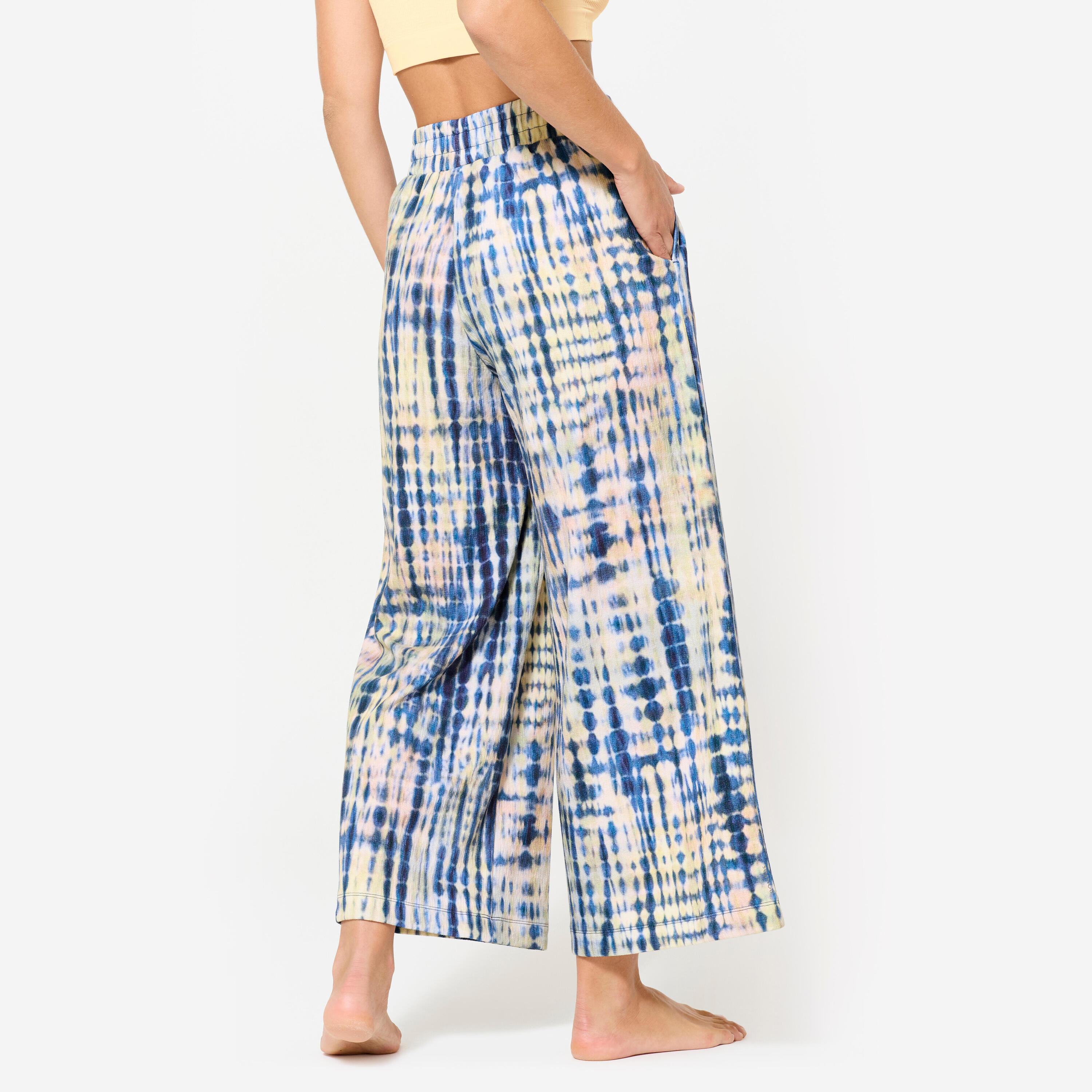 Yogabroek voor retraites voor dames blauw 4/7