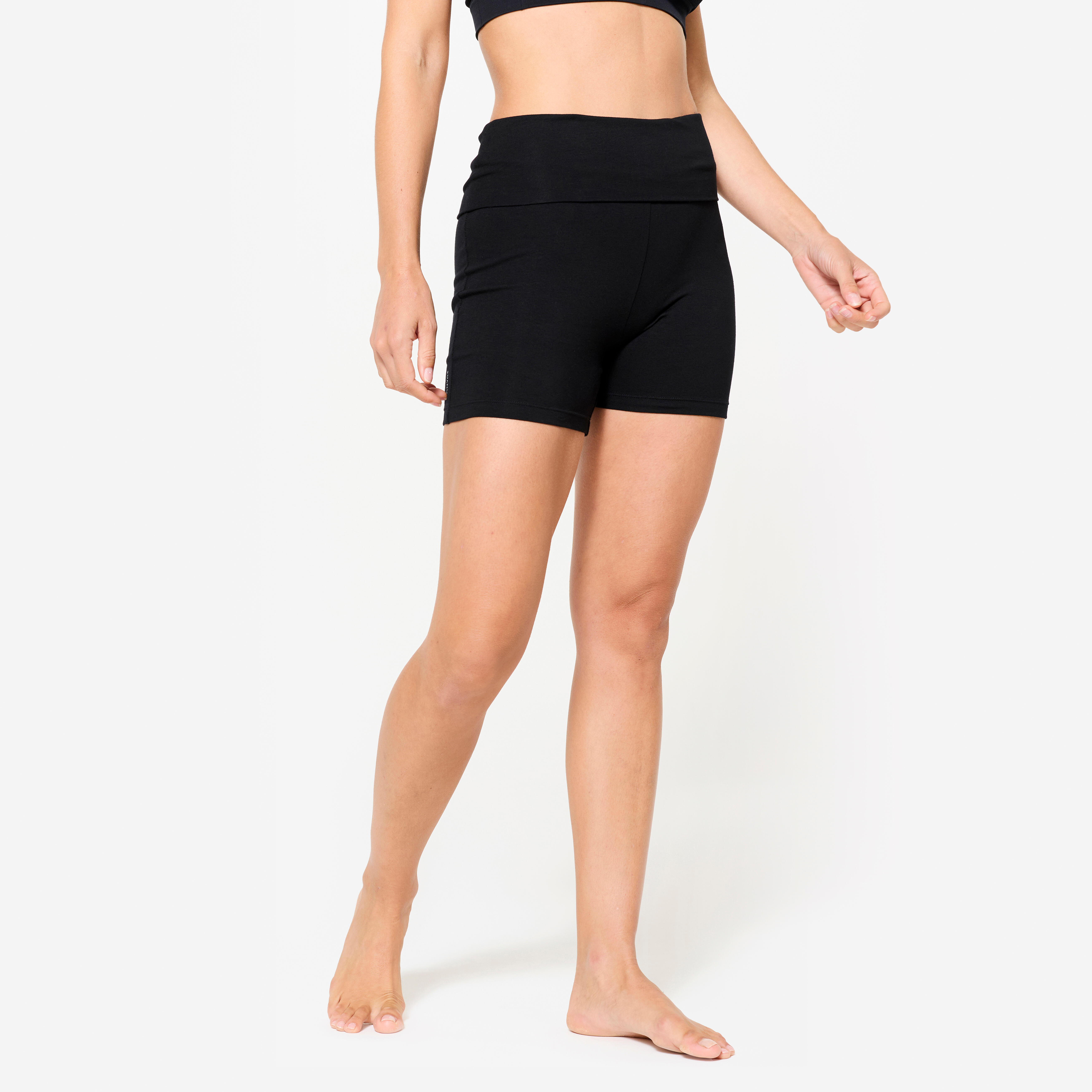 Pantalon scurt moale de yoga talie înaltă Negru Damă