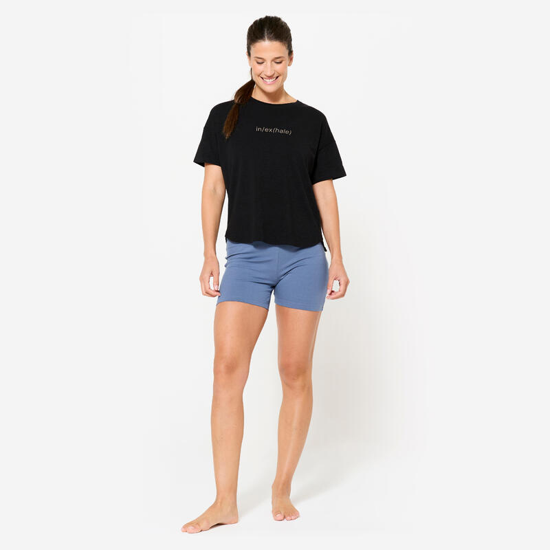 Short met hoge taille voor zachte yoga voor dames blauw