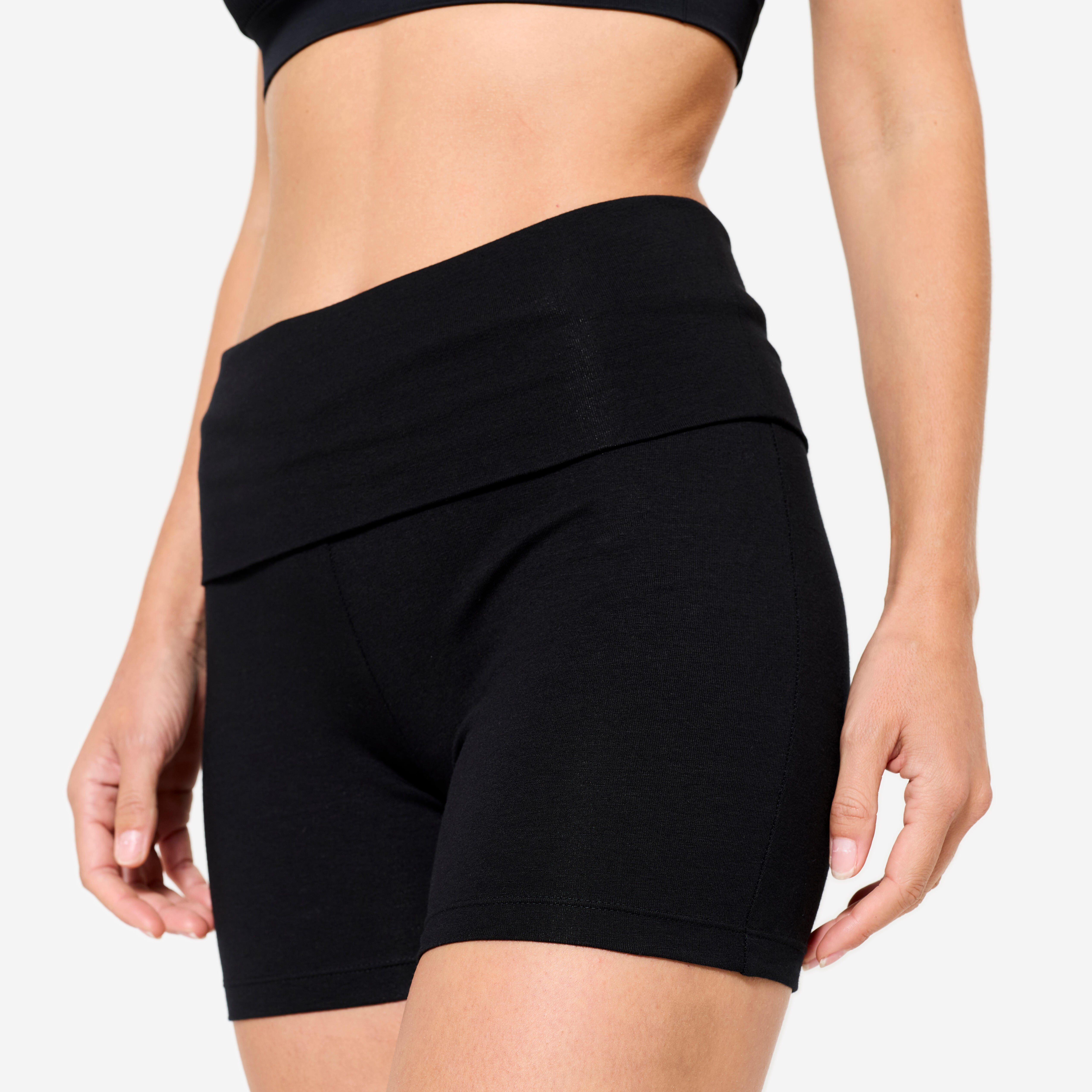Women's High-Waisted Gentle Yoga Shorts - Black