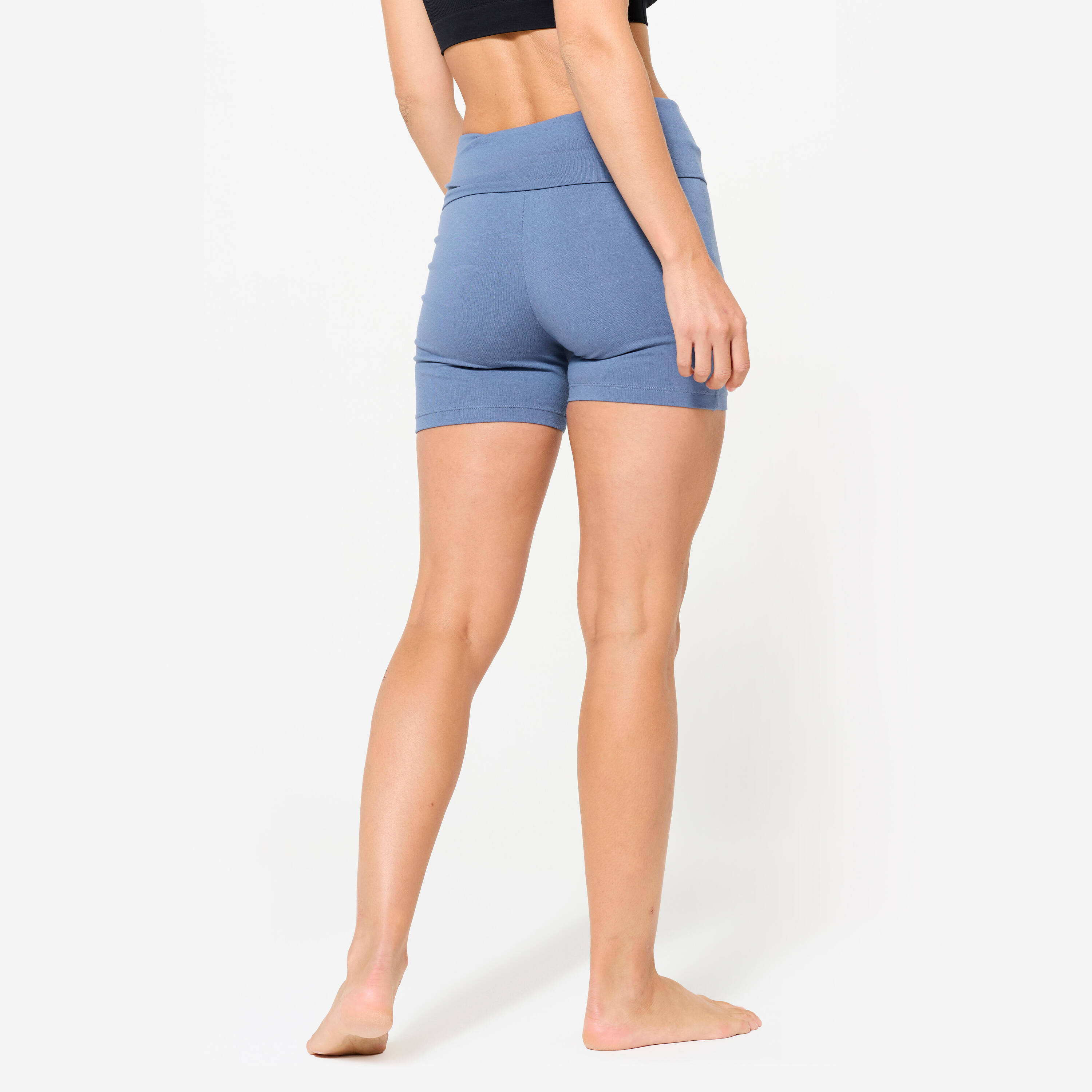 Gentle Yoga Cotton Women's Shorts with Adjustable belts 500- Comet Blue -  4