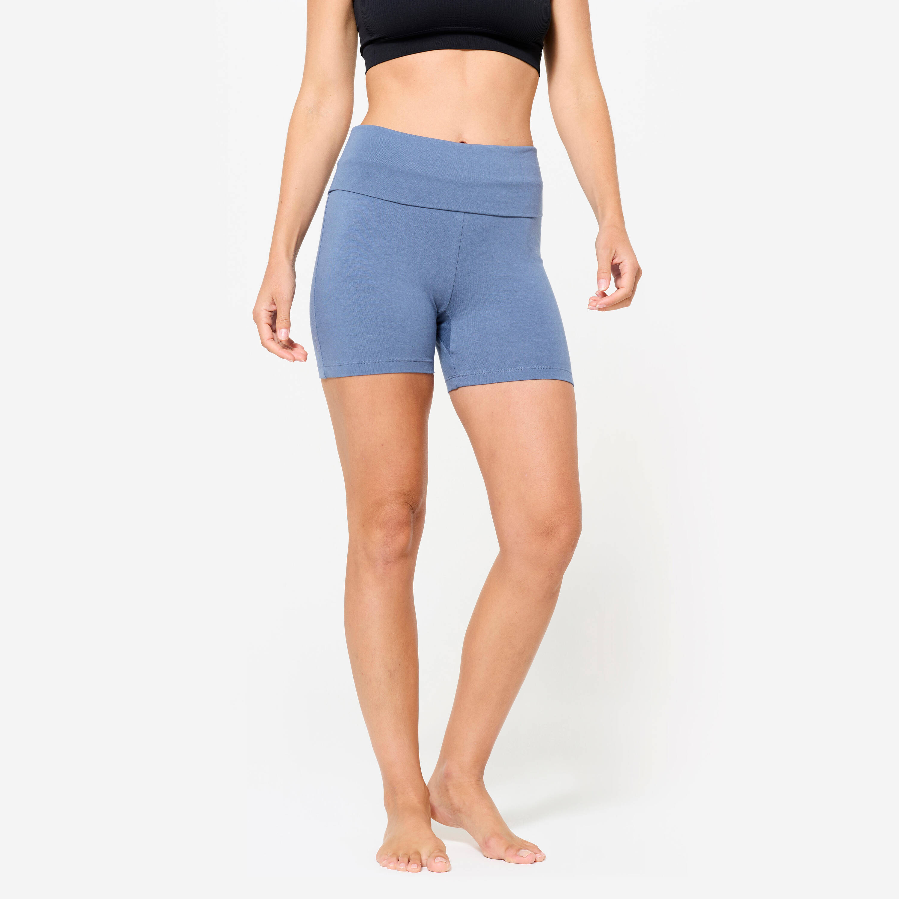 Gentle Yoga Cotton Women's Shorts with Adjustable belts 500- Comet Blue -  1