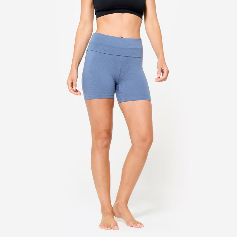Short met hoge taille voor zachte yoga voor dames blauw