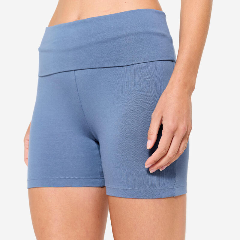 Short met hoge taille voor zachte yoga voor dames blauw