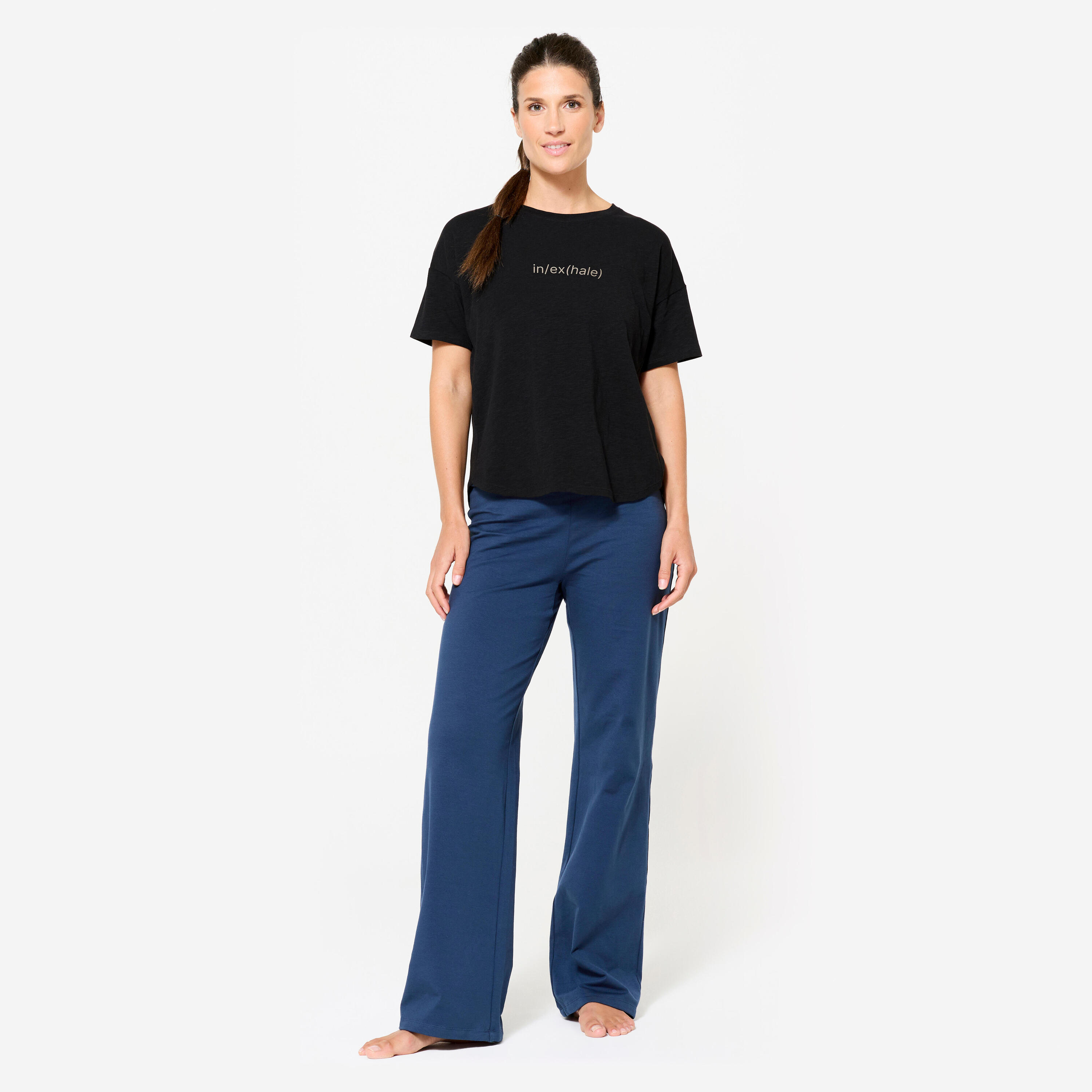 Pantalón Yoga Suave Mujer Azul Marino Talle Alto 2/6