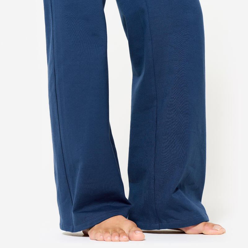 Weiche Yogahose hoher Bund Damen, marineblau