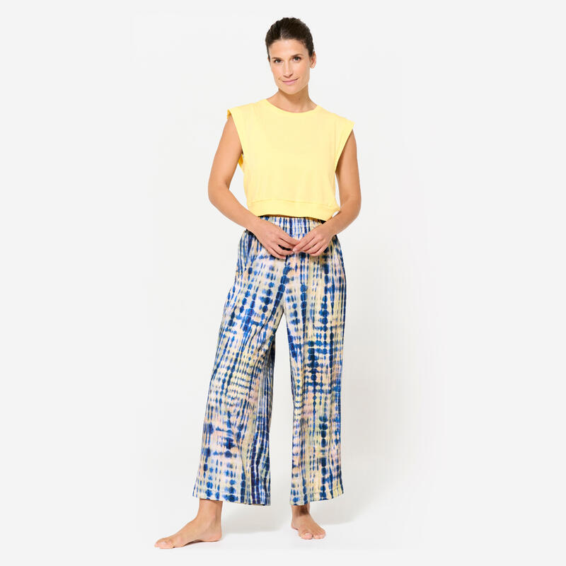 Kadın Crop Yoga Tişörtü - Pastel Sarı