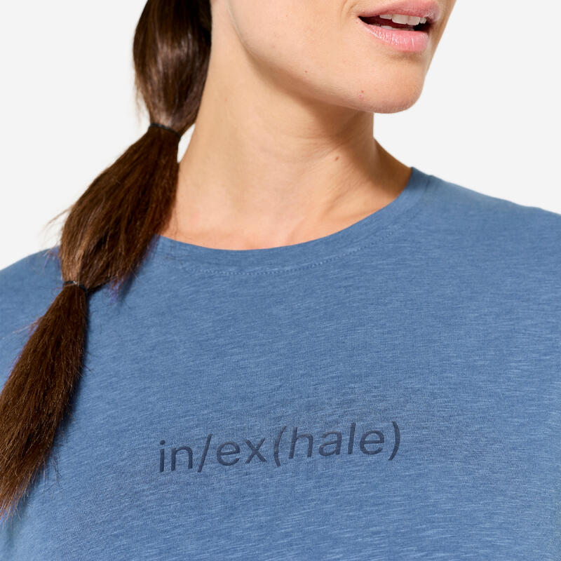 T-shirt manches courtes de yoga femme, bleu foncé