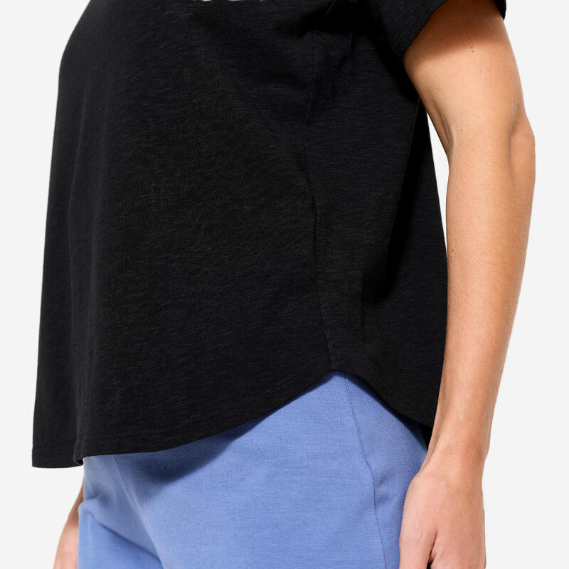 T-shirt manches courtes de yoga femme, noir