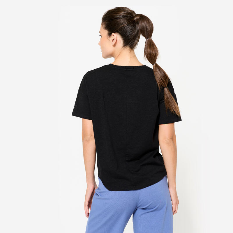Kadın Kısa Kollu Yoga Tişörtü - Siyah