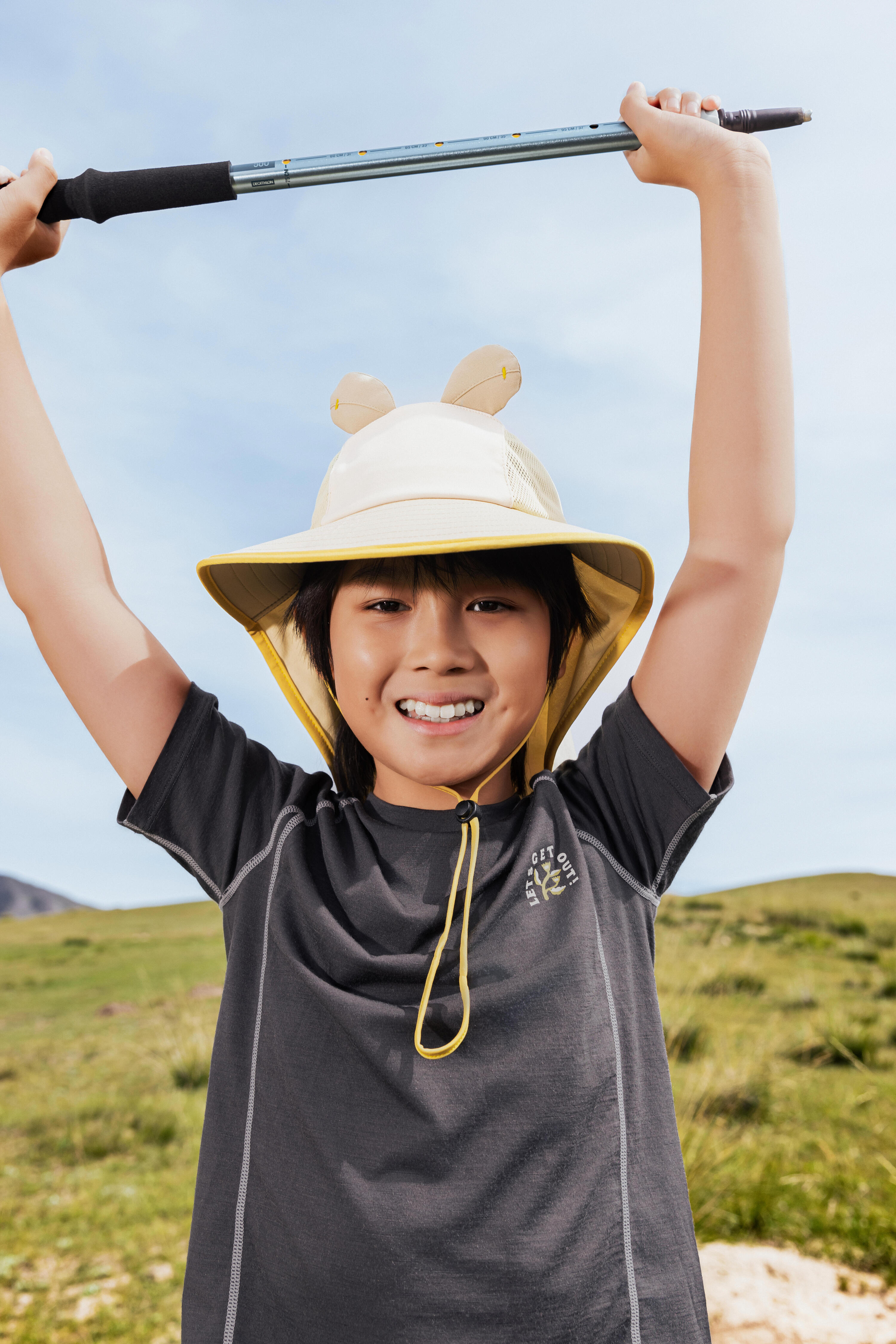 T-shirt de Caminhada Lã Merino Criança 7-15 Anos MH900 Cinzento 15/20