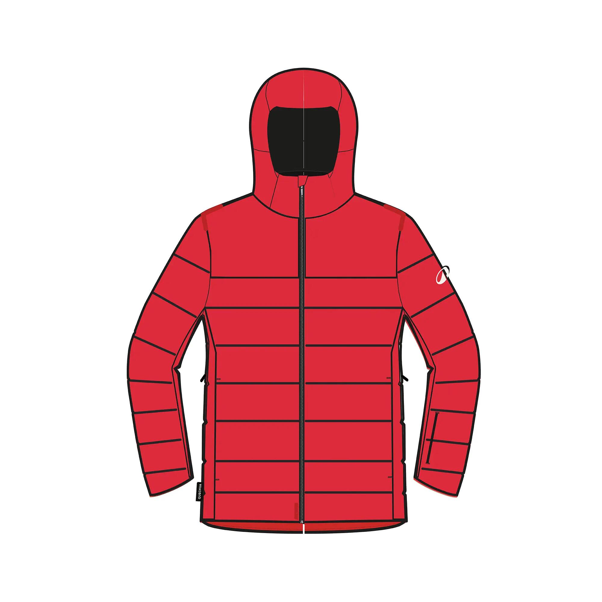 Casaco acolchoado de ski e snowboard quente homem, 500 WARM vermelho 16/16