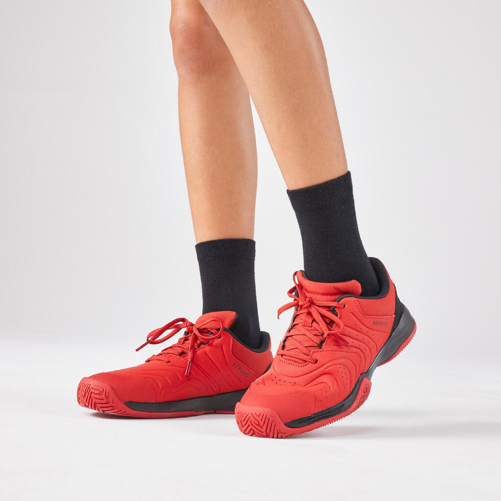 Belo-sive dečje patike s pertlama za tenis STRONG