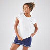Women's Dry Crew Neck Soft Tennis T-Shirt Dry 500 - Off-White