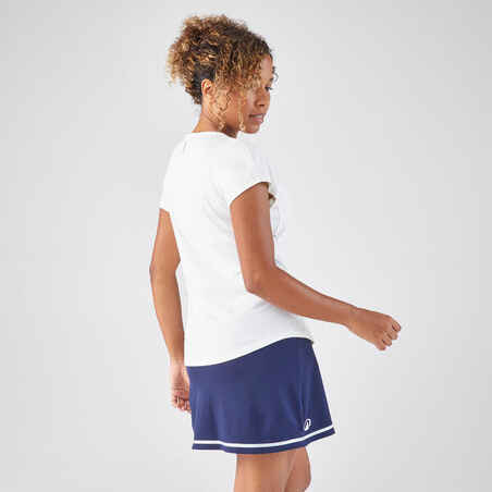 Women's Dry Crew Neck Soft Tennis T-Shirt Dry 500 - Off-White