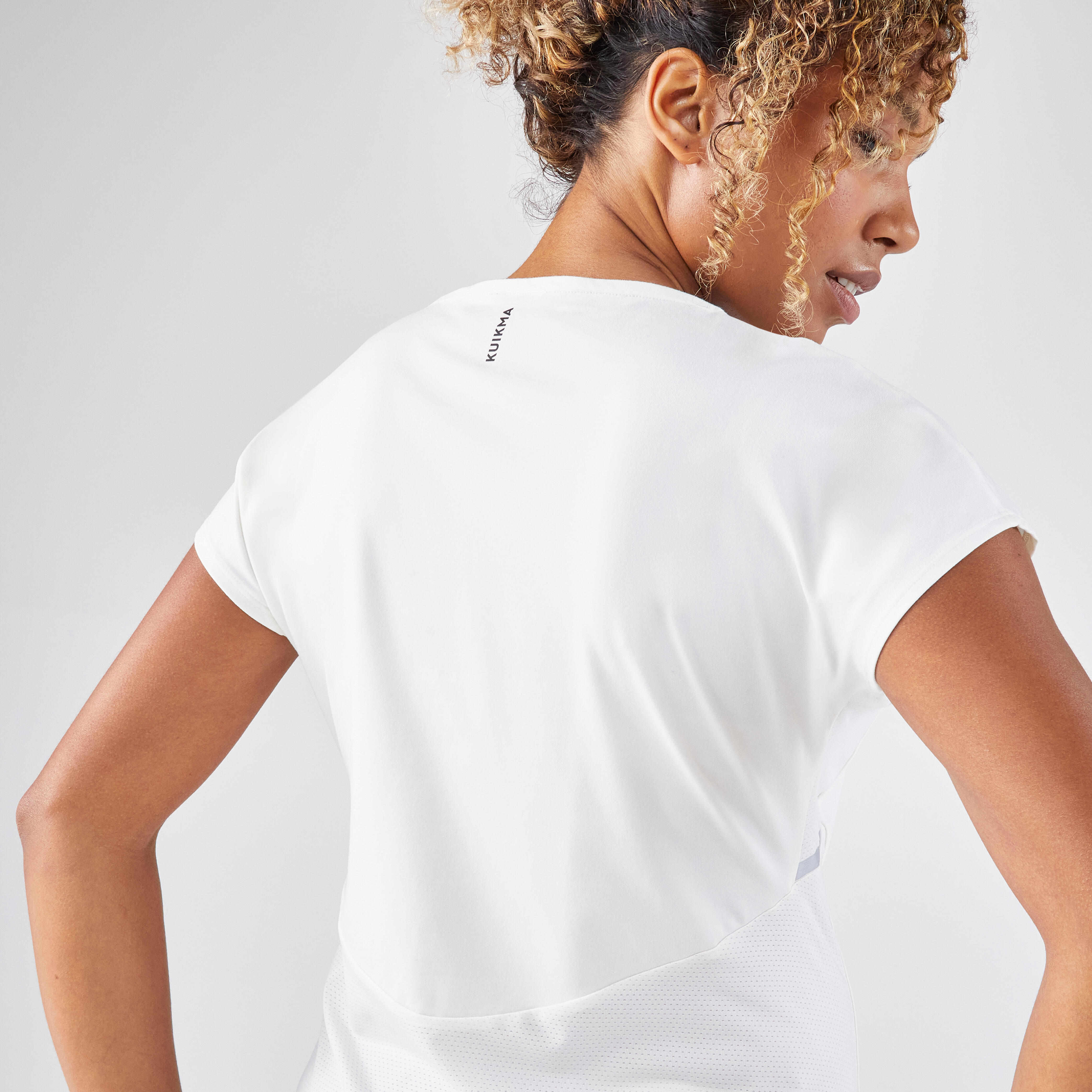 Women's Dry Crew Neck Soft Tennis T-Shirt Dry 500 - Off-White