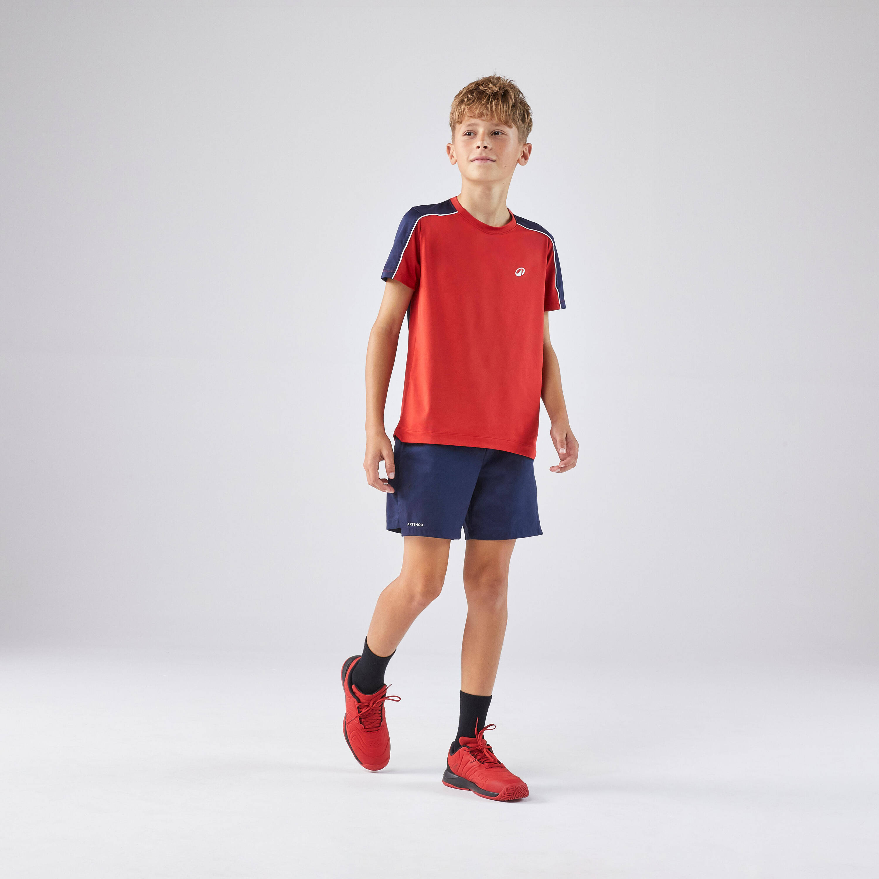 Kids' Tennis Crew-Neck T-Shirt Dry - Red -  2