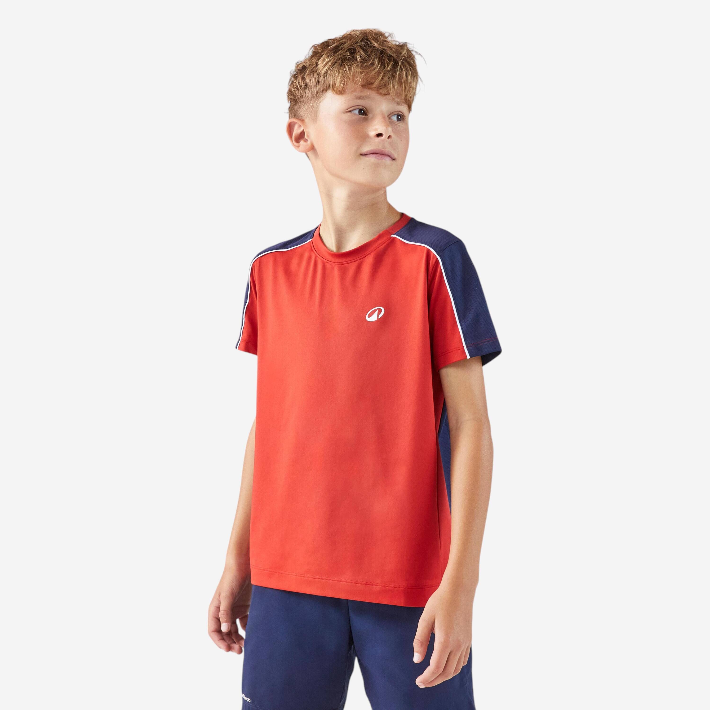 Kids' Tennis Crew-Neck T-Shirt Dry - Red -  1