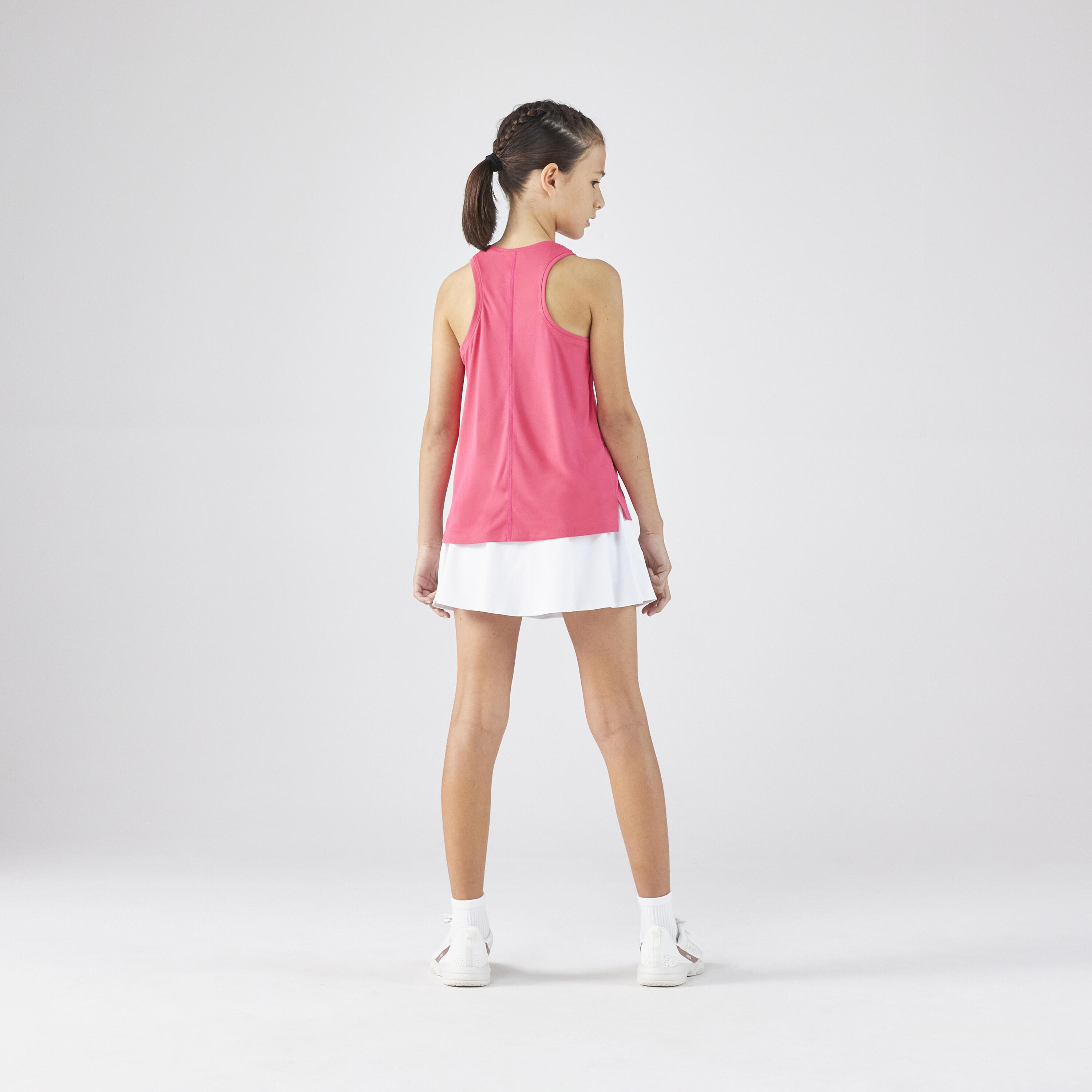 Camiseta sin mangas Tenis niña cuello redondo, TTK DRY Niña Rosa 4/5