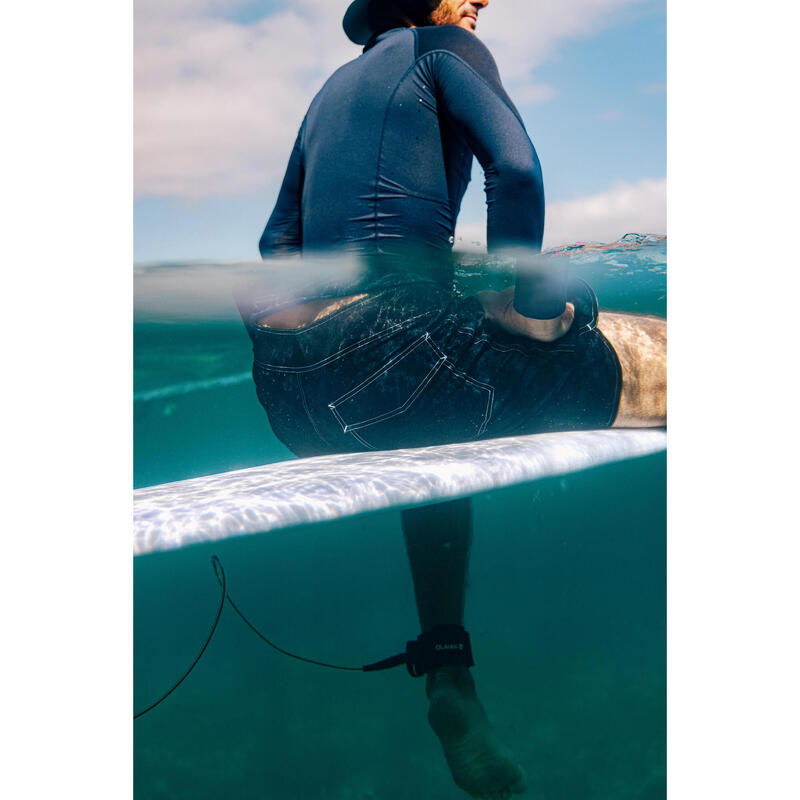 Erkek Orta 18" Deniz Şortu/Boardshort - Siyah - Desenli - 500