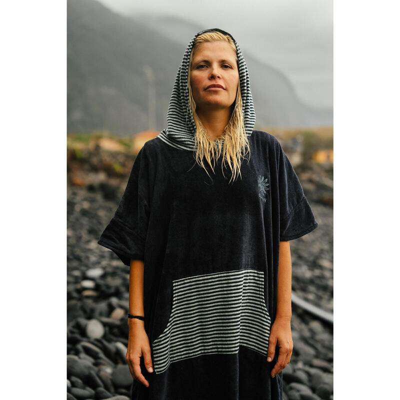 Poncho de baie plajă surf 900 Fish Albastru-Gri Adulți peste 150 cm