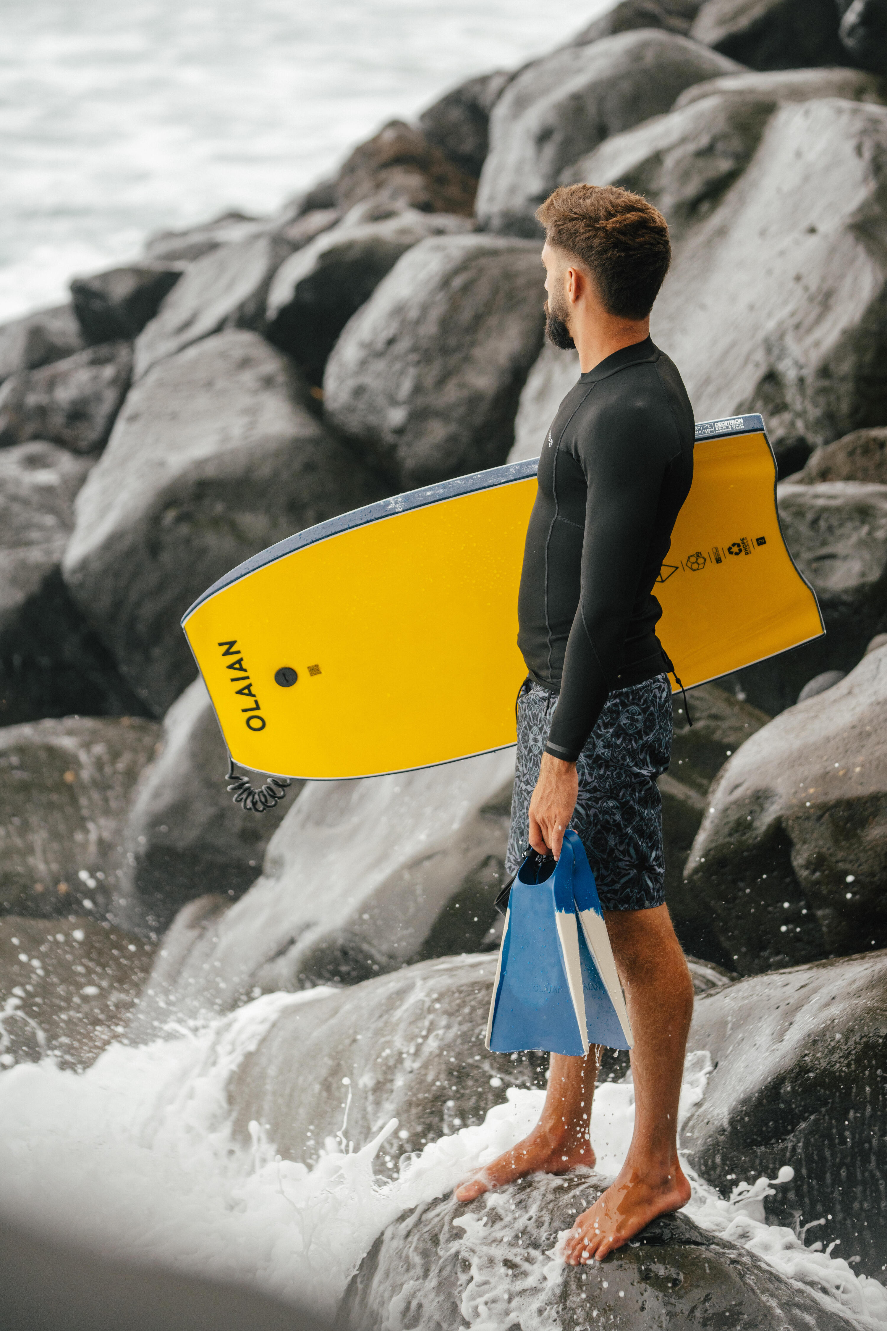 Bodyboard BB 500 confirmé Double stringer - Grey yellow Jaune gris 5/7