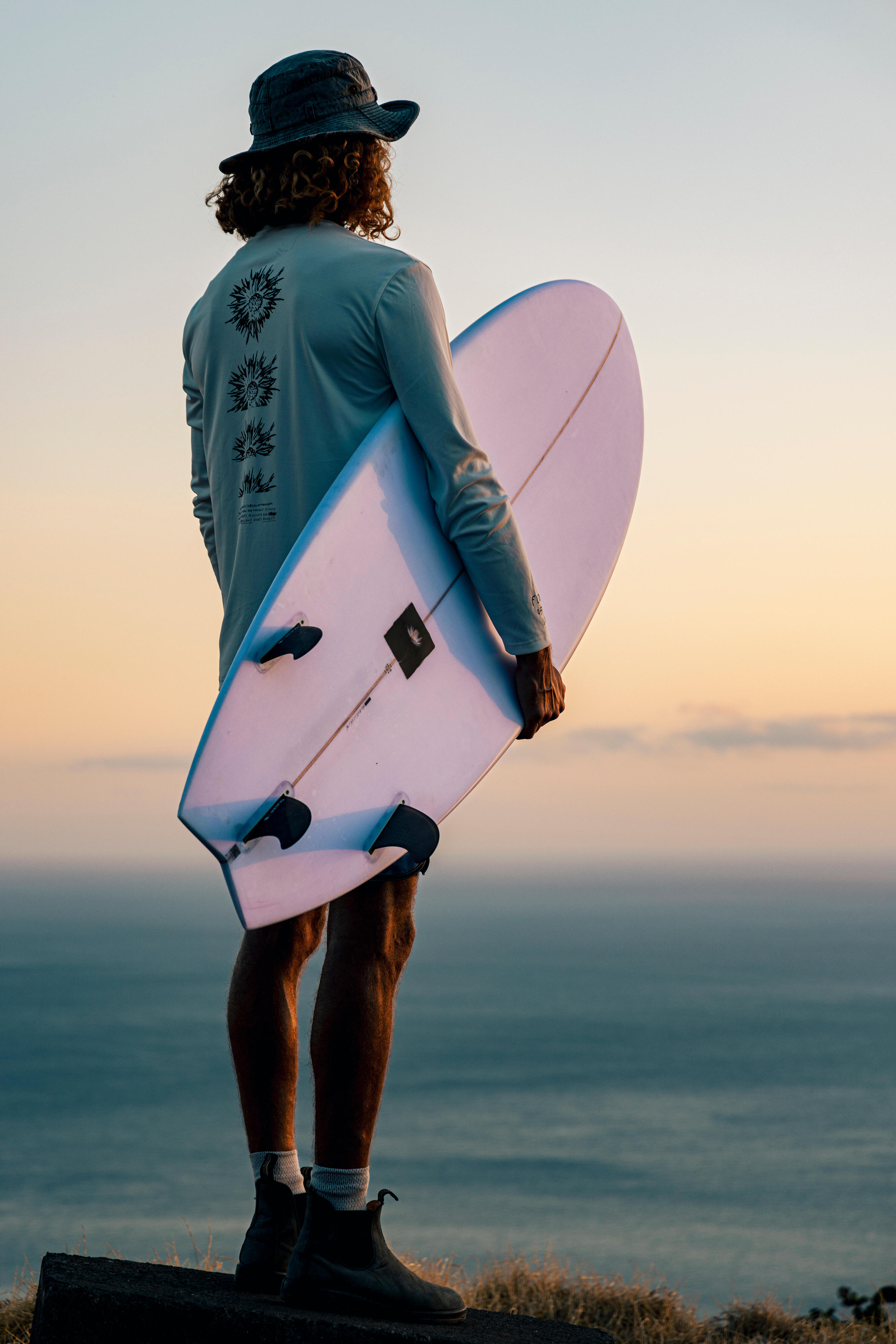 Rashguard heren lange mouwen UPF50+ bloem wit 10/13
