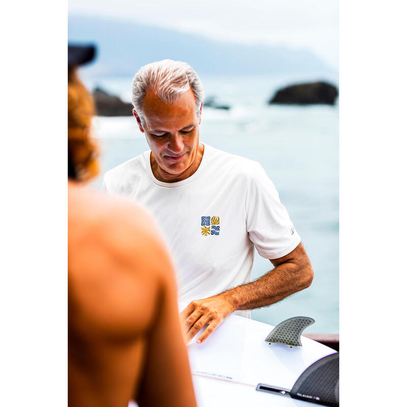 T-shirt de surf manches courtes UPF50+ Homme - Whiteflower blanc