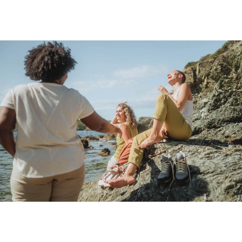 Dámské turistické nepromokavé kožené boty NH 500