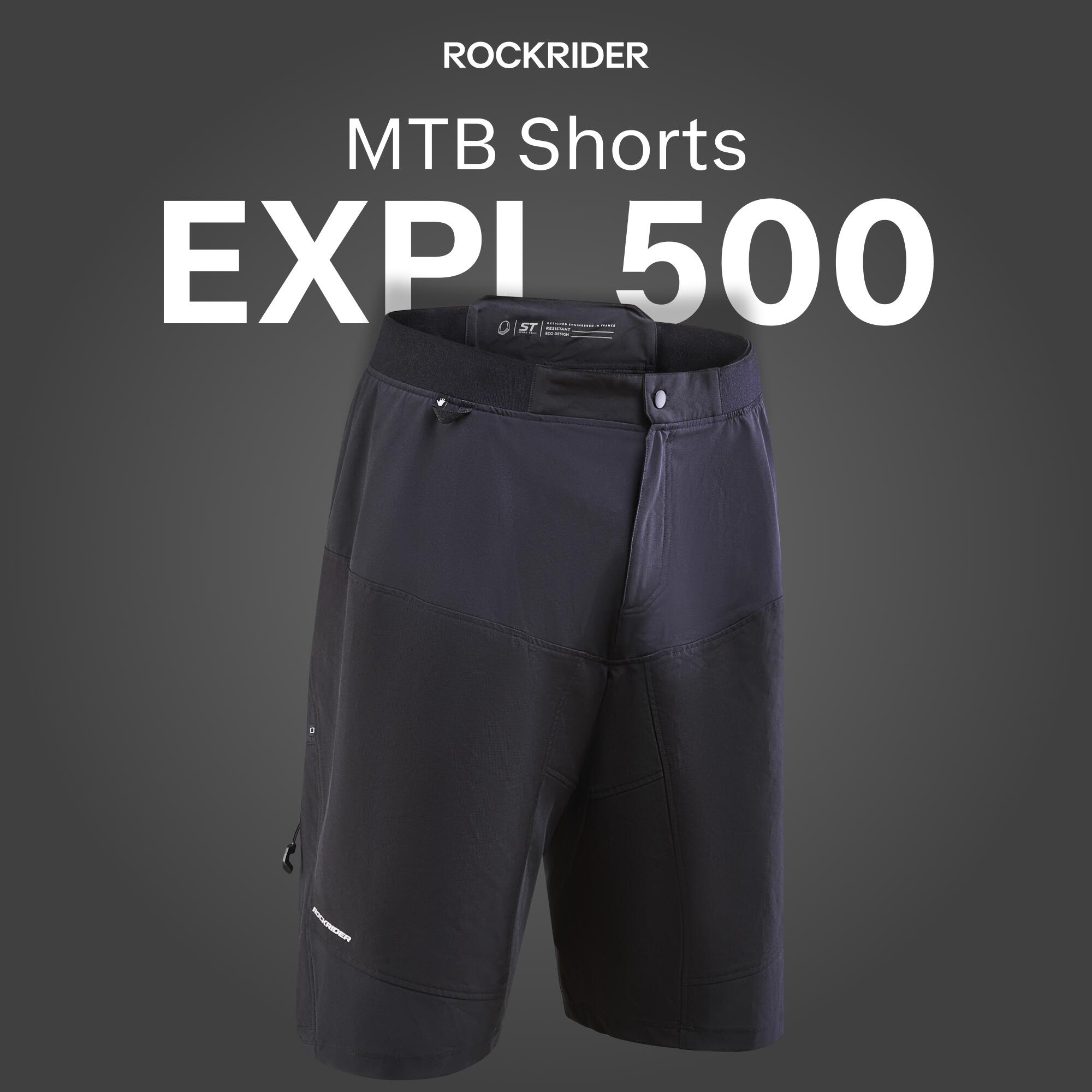 Men Cycling Padded Shorts Zip Pockets EXPL500 - Black