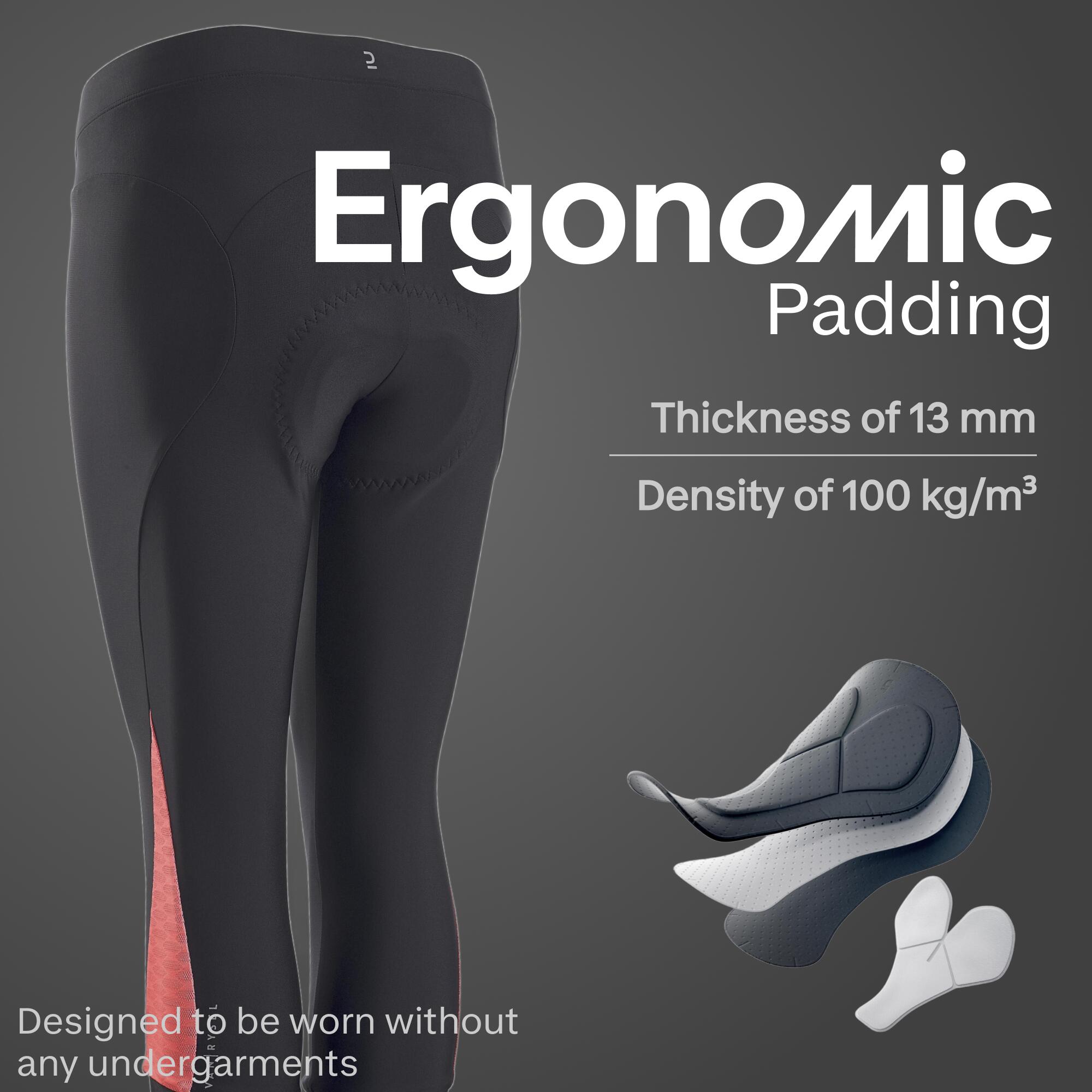 Women's Road Cycling 3/4 Tights 500 - Black/Coral