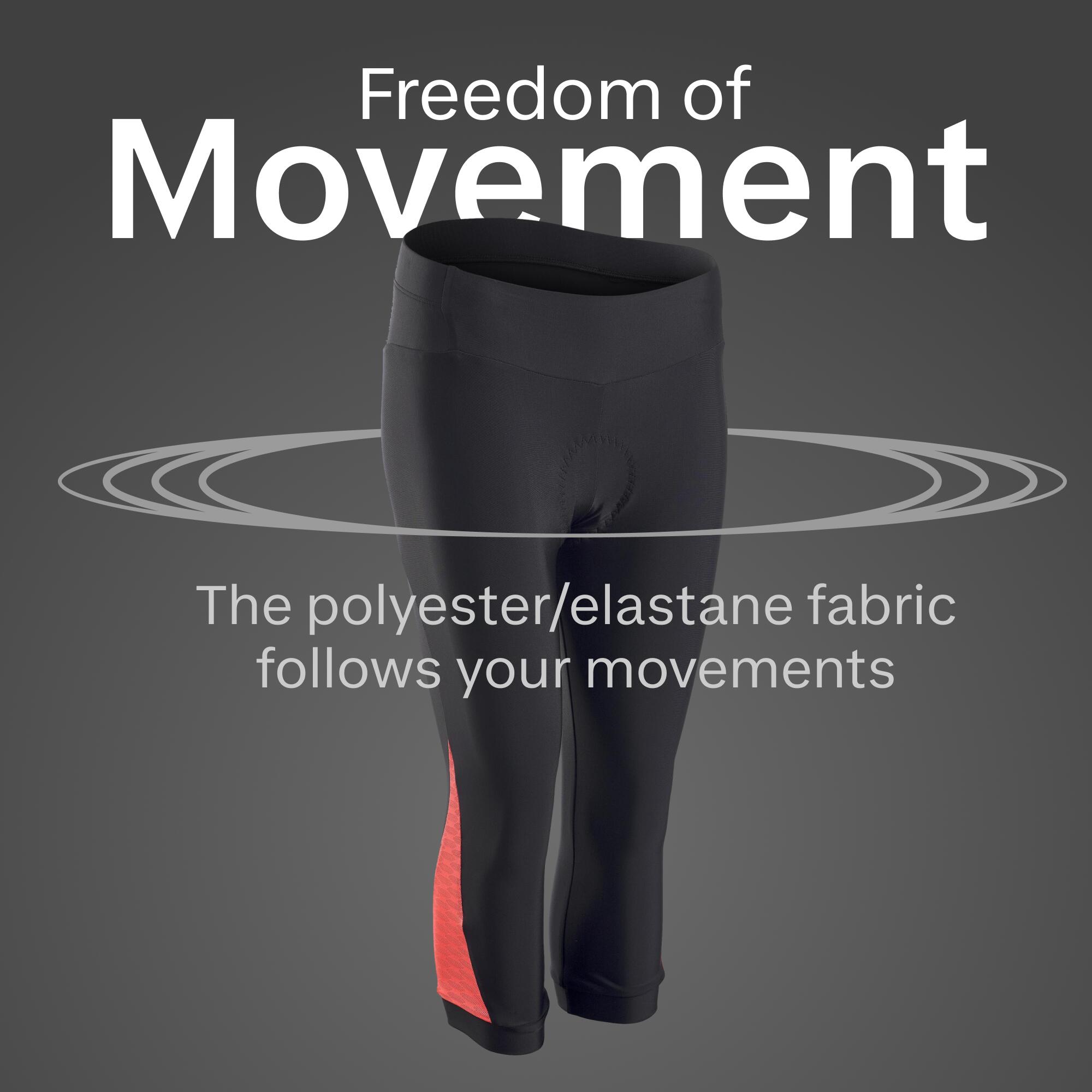 Women's Road Cycling 3/4 Tights 500 - Black/Coral